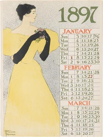 EDWARD PENFIELD (1866-1925). POSTER CALENDAR. Group of 5 sheets. 1896. Each approximately 14x11 inches, 36x28 cm. R.H. Russell & Son, N